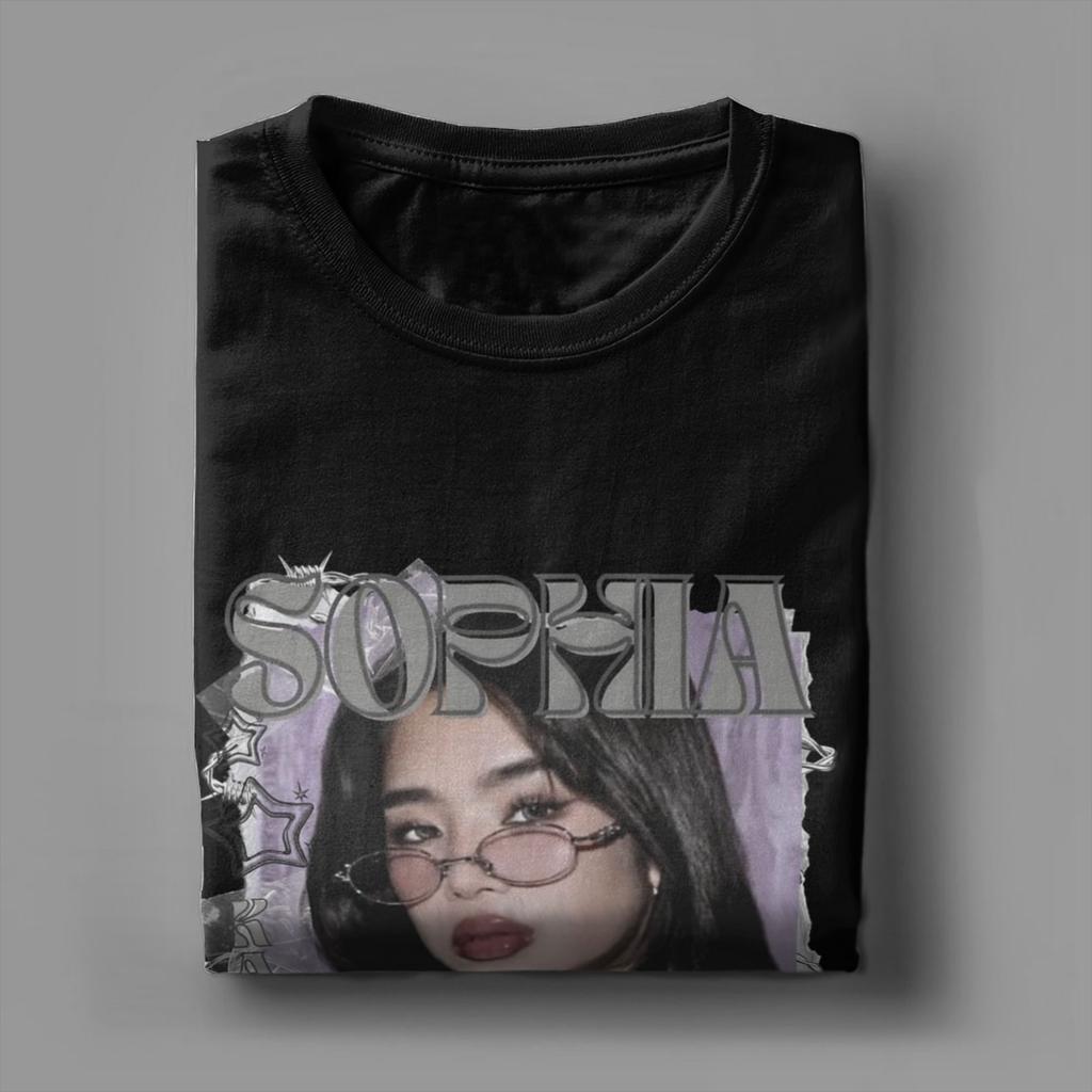 KATSEYE Sophia Kpop Y2K Grupp Herr T-shirts Fritids-T-shirts Kortärmad Rundhalsad T-shirt Ren Bomull Plus Size Kläder