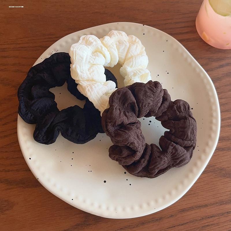 Simple Solid Color Large Intestine Hair Rope for Women elegant High Ponytail Hair Rope Fashion Girl Meatball Head Scrunchie чёрный