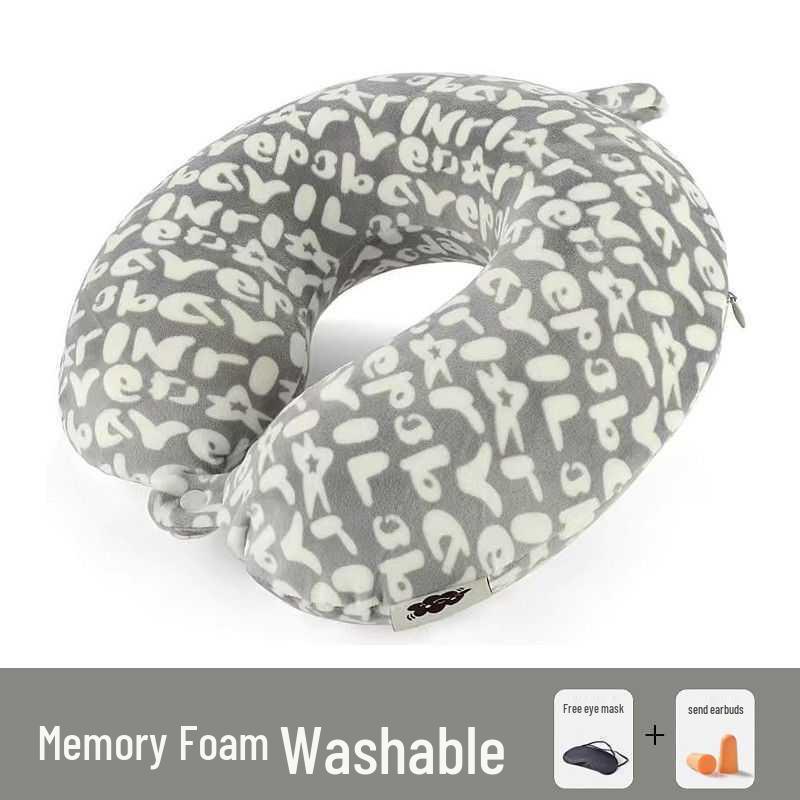 Cute U-Shaped Neck Support Pillow for Travel & Nap - Cartoon Design