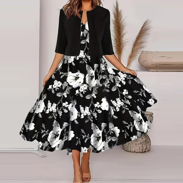 

Женский летний комплект из двух частей с цветочным принтом, наряды с коротким рукавом XXL чёрный