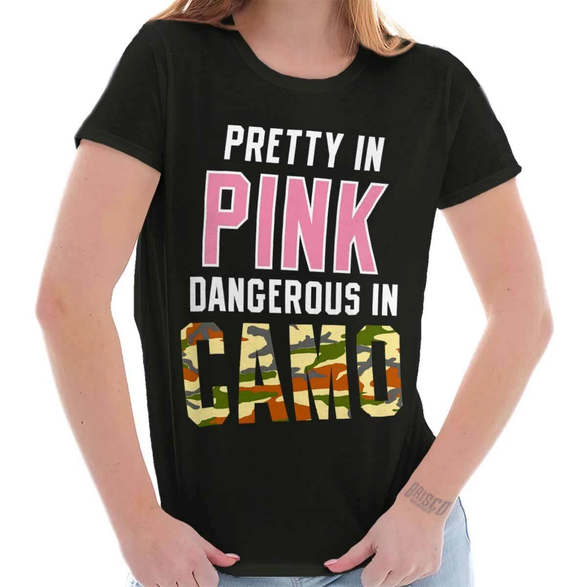

Hunting Pretty In Pink Dangerous in Camo Womens Top Junior Graphic Tee XL