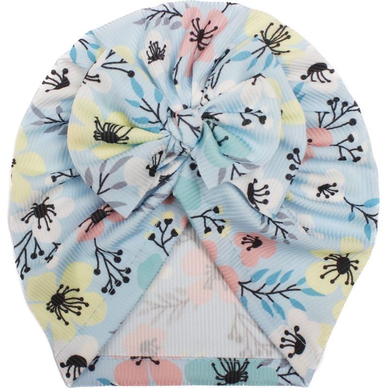 New Baby Bow Pullover Hat, Thin Creative Printed Children's Hat, Comfortable Baby Tire Hat