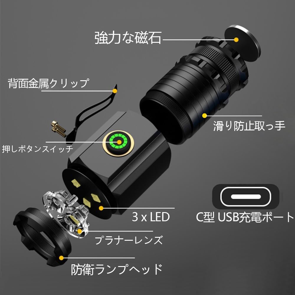 Alonefire X23 Multifunctional LED Light Flashlight, Small C Type, USB