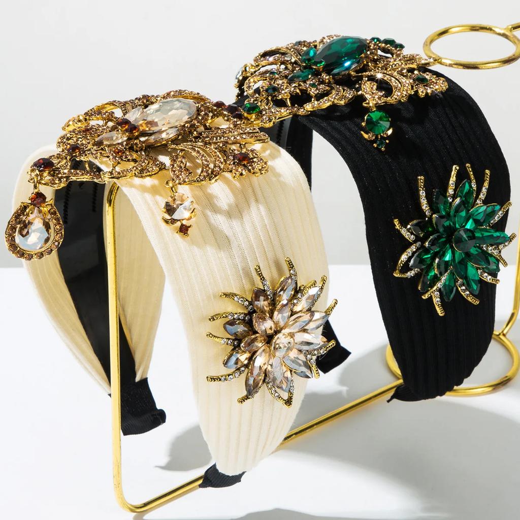 European and American Heavy Industry Luxury Diamond-encrusted Flower Headband Ethnic Style High-end Ball Hair Accessories
