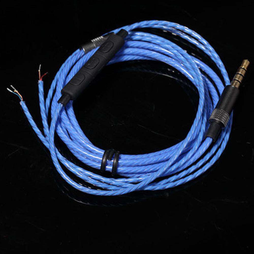 

4 Color 3.5mm Jack DIY Earphone Audio Cable Controller Repair Replacement Headphone 18 Copper Core Wire синій