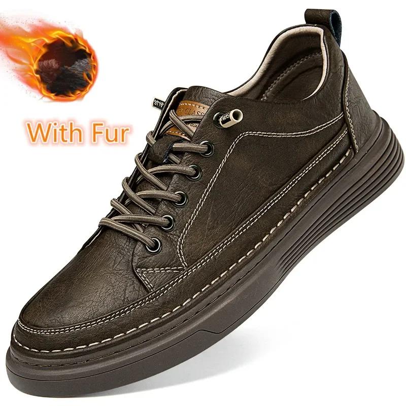 Fashion Genuine Leather Casual Shoes for Men Shoes Design Handmade Sneakers Mens Comfortable Leather All-match Comfortable Skate Shoes