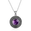 Silver 10MM Round Amethyst Pendant Necklace Ladies Handmade Natural Zircon Charm Necklace for Women Gift