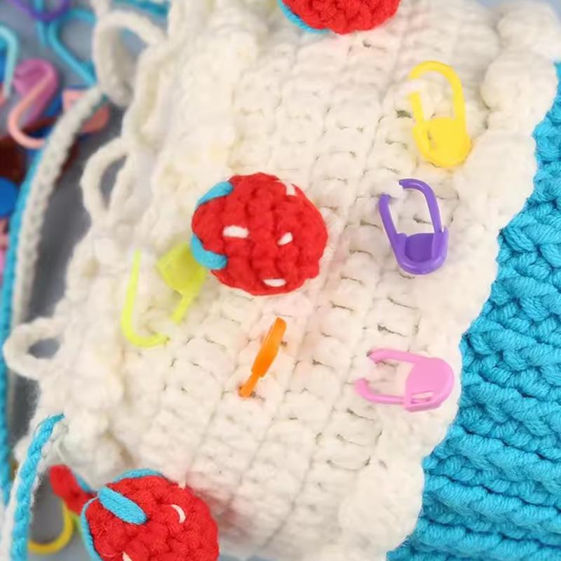 1Set Crochet Marker Kit With Big Eye Plastic Needles Stitch Marker Ring Crochet Clips U Shape Needles For Sewing Work