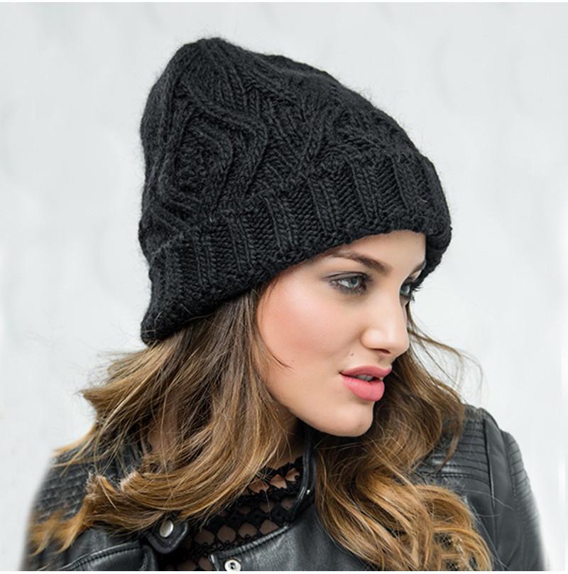 Trendy Autumn Winter Knitted Hat For Women Featuring Unique Check Pattern In Multiple Colors
