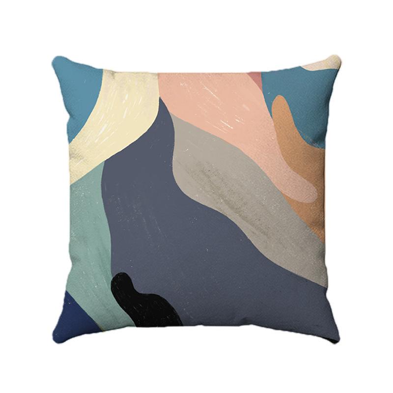 Simple And Abstract Geometric Plants Digital Printing Short Plush Pillow Covers For Car Sofa Office Cushion Cover Home Goods