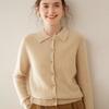 Women's Cashmere Polo Collar Knit Cardigan Sweater