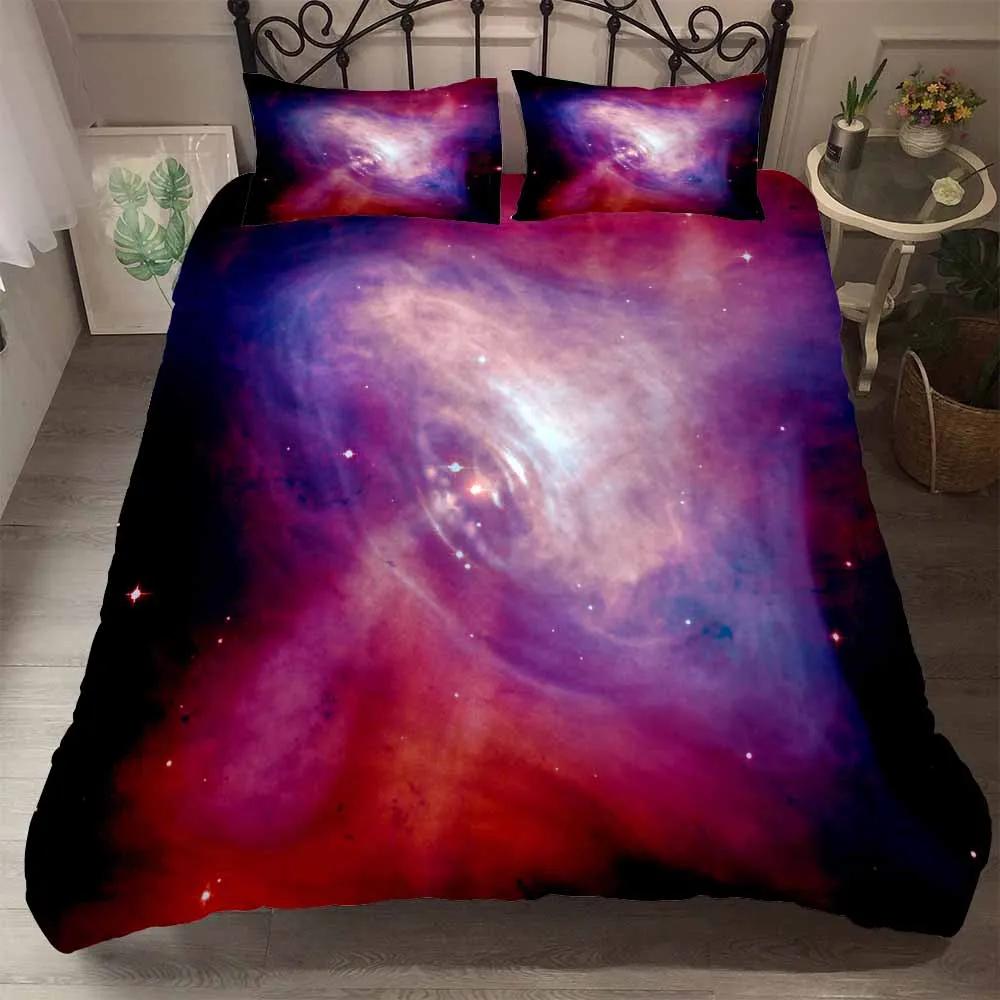 

Print Starlight Galaxy Microfiber Quilt Cover With Pilllowcases Starry Sky Comforter Cover Bedding Set Dropship Duver Cove Sets EU single(135x200cm)