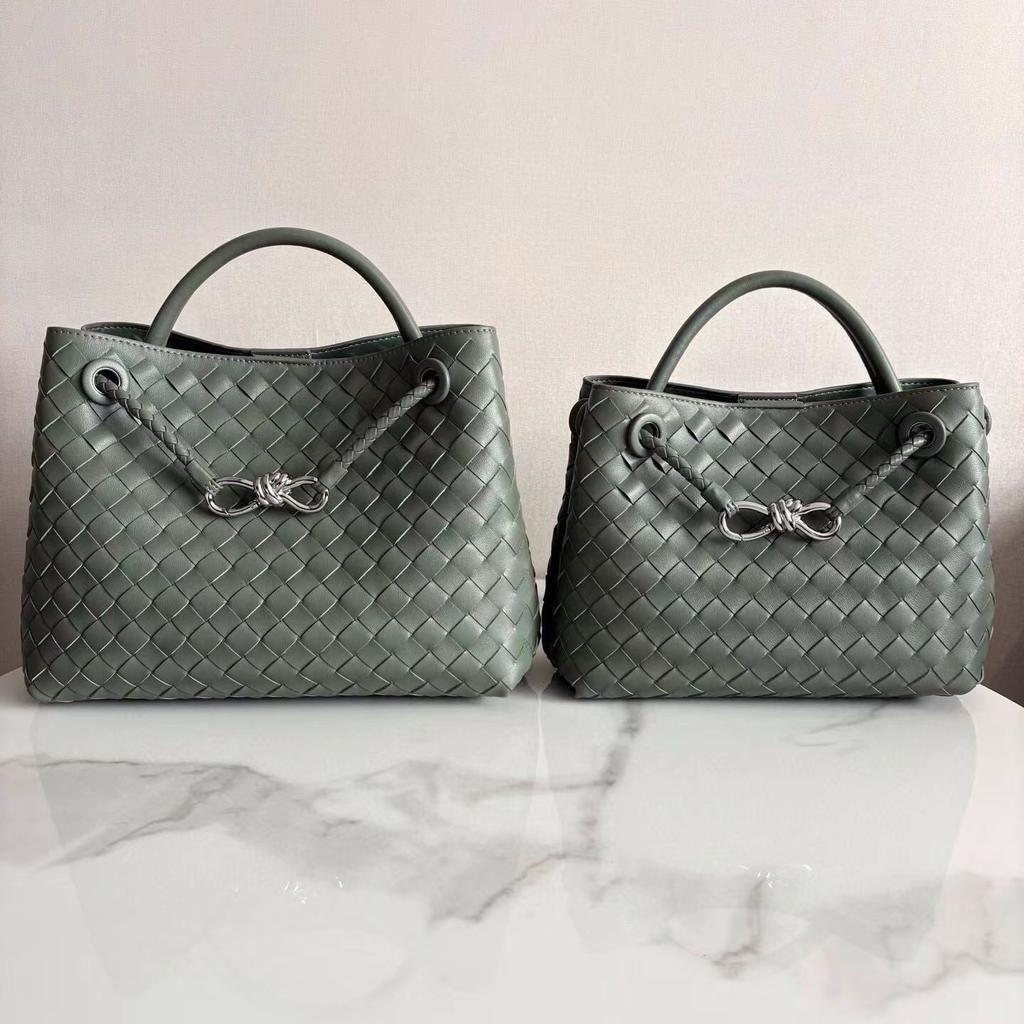 European and American Fashion New Woven Bag Large Capacity Versatile Diamond Cowhide Tote Bag Casual Shoulder Handbag