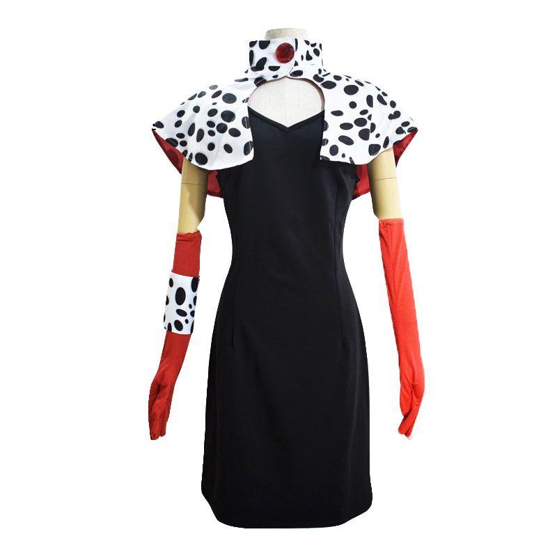 

Злодей Модный Женский Костюм Круэллы Косплей Хэллоуин Набор Полный Woolen,L