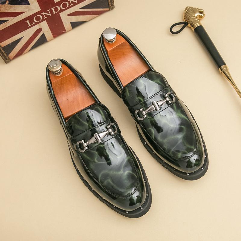 Men s Rivet Casual Loafers - Large Size Leather Shoes for All Seasons 39 зелёный