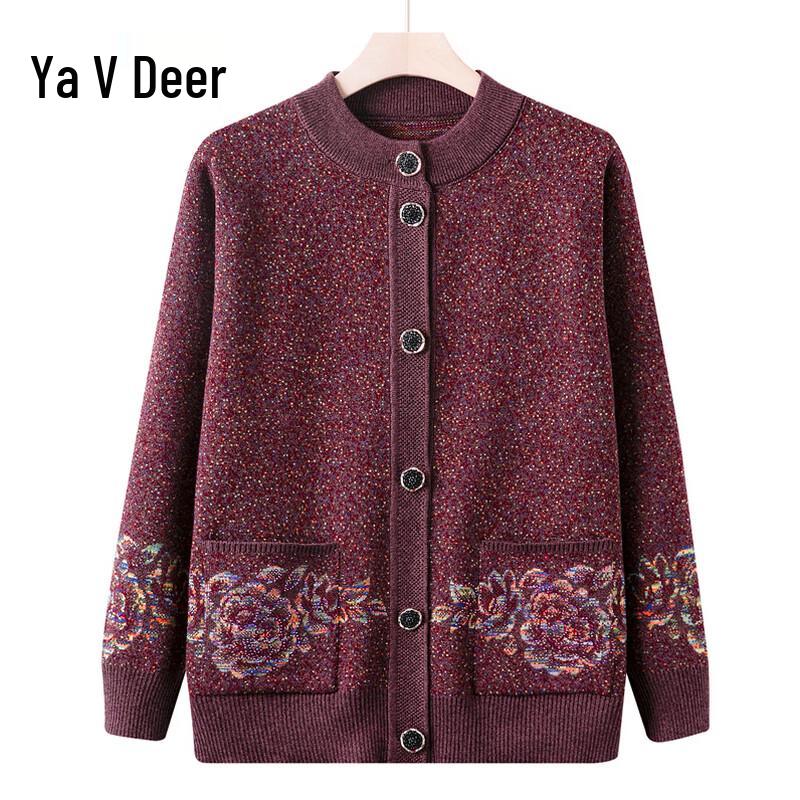 

Yalu Middle-Aged & Elderly Plush-Lined Knit Cardigan 3XL