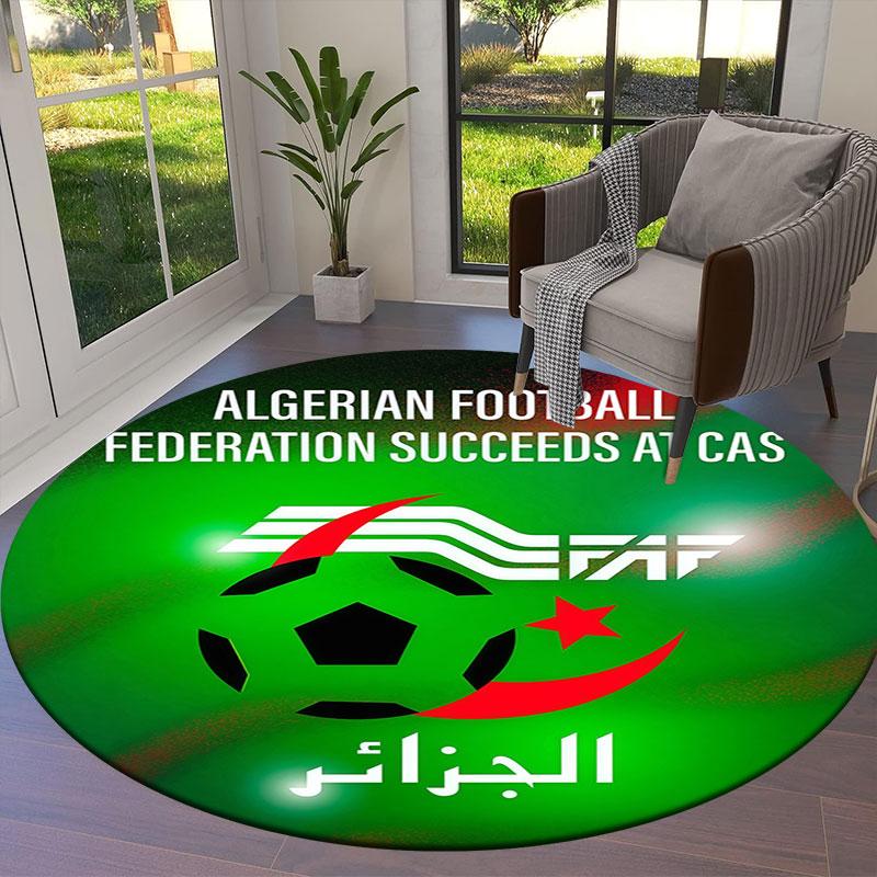 Algeria National Football Team Round Area Rug,Carpet Rug for Living Room Bedroom Sofa Playroom Decor,Non-slip Floor Mat