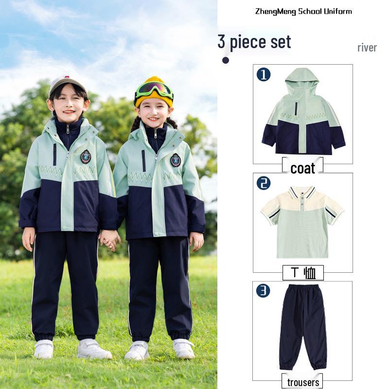 Set Uniforme Sportiva Autunnale per la Prima Elementare: Giacca a vento invernale e completo a tre pezzi per la scuola materna