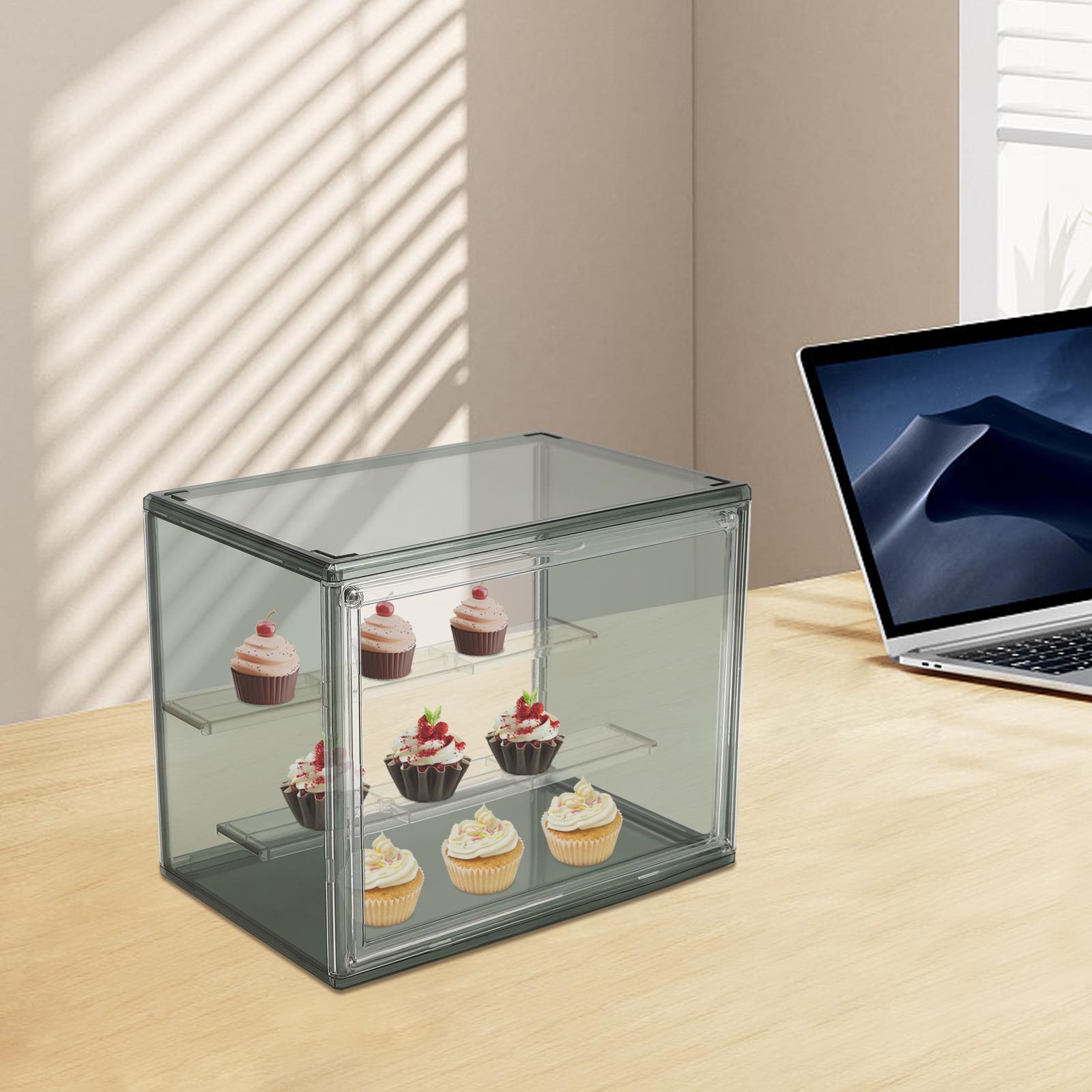 

2-Tier Bread Box & Display Case for Kitchen Countertop - Modern Cake Cupcake Storage - Pantry Bakery Organizer for Donut Bagel зелёный