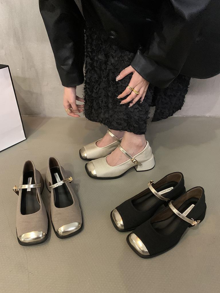 Mary Jane French Xiaoxiangfeng High Heels 2025 Autumn and Winter New High-end Evening Single Shoes Fashionable Small Leather Shoes