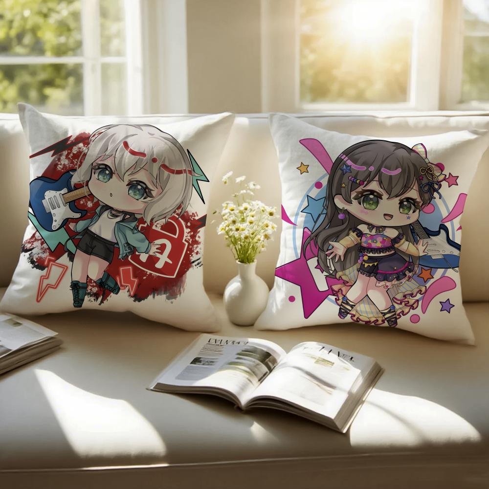 Lovely Anime BBanG Dream Its MyGO Cushion Cover Pillowcase Antidustmite Invisible Zipper Short Plush Sofa Cushion