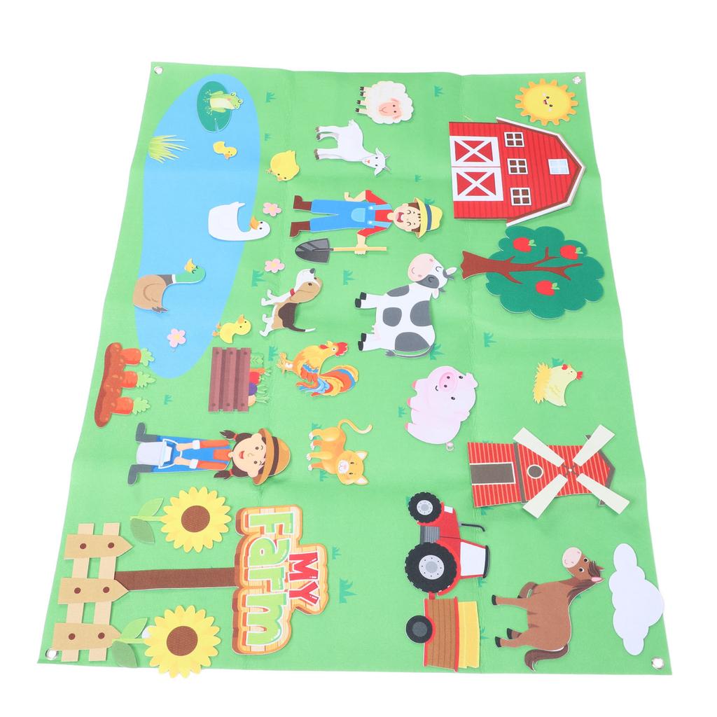 Farm Animals Felt Story Board Set Farmhouse Themed Storytelling Felt Board with 34pcs Accessories