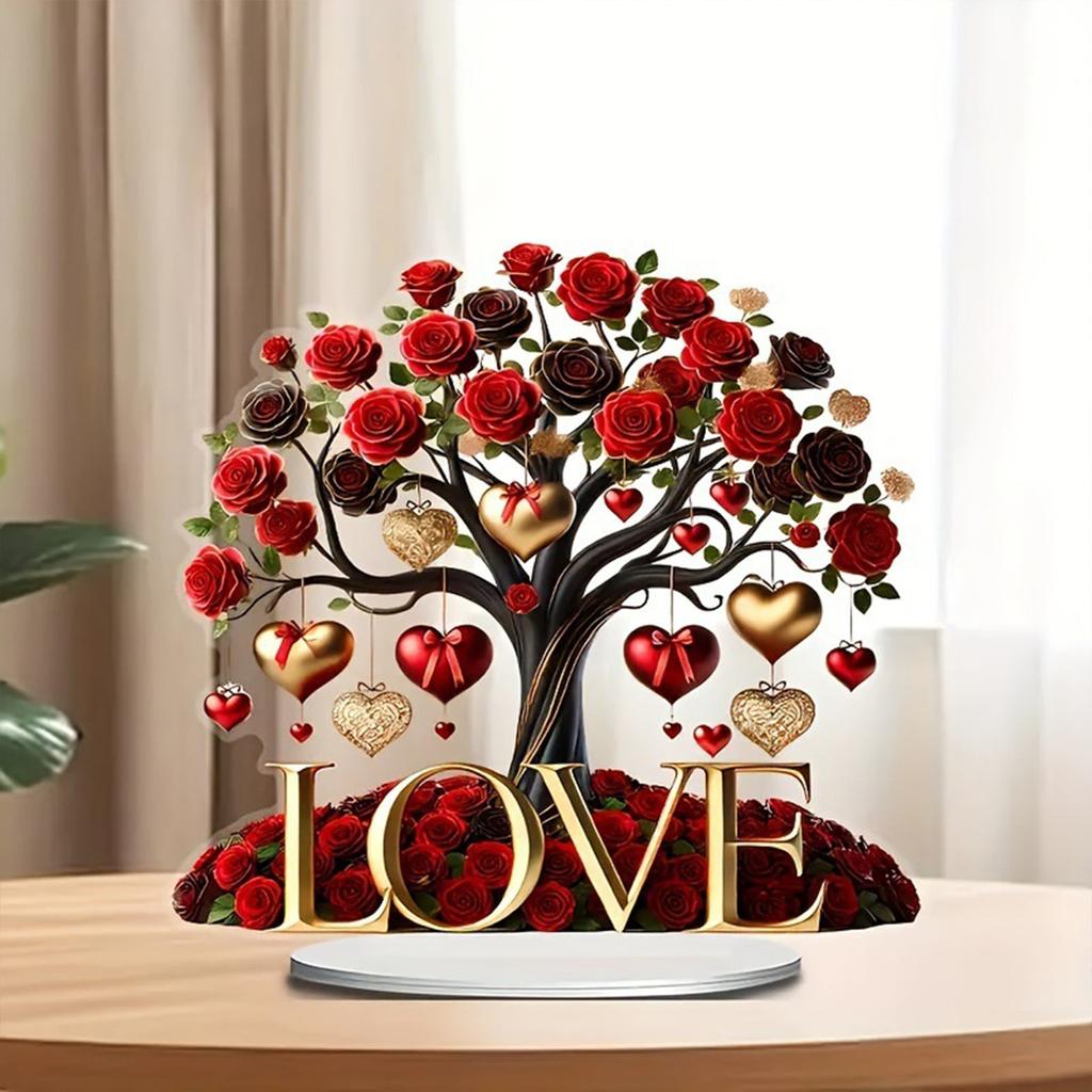 Valentine's Day Acrylic Rose Tree Sunshine Catcher Love Witness Decorative Flowers