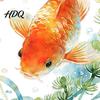 PVC Toilet Stickers Watercolor Goldfish Seat Sticker & Water Plants Tank Self-Adhesive