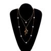 Trendy Multi-layer Love Pearl Snake Pendant Necklace, Fashionable Versatile Women's Accessories