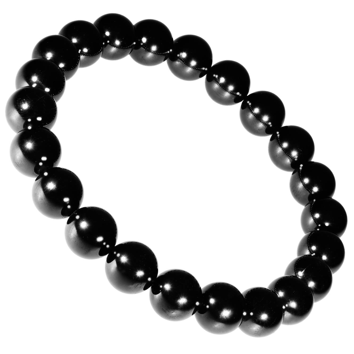 

8mm Bead Natural Black Spinel Bracelet Length S August Birthstone Natural Stone Power Stone Simple Small [Shinjuku Ginnokura] Approx. 16.5cm (Ladies чорний