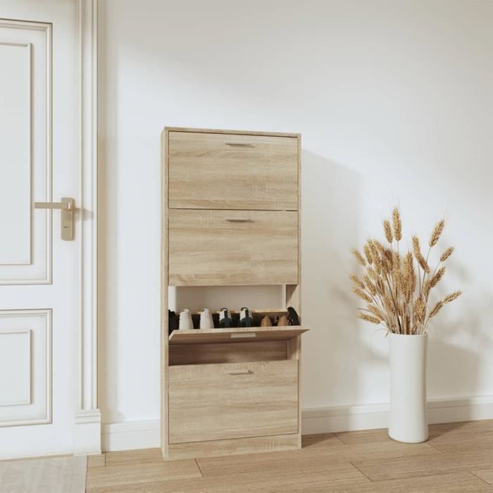 VidaXL Armoire à chaussures Chêne 59x17x150 cm Bois d'ingénierie 342519