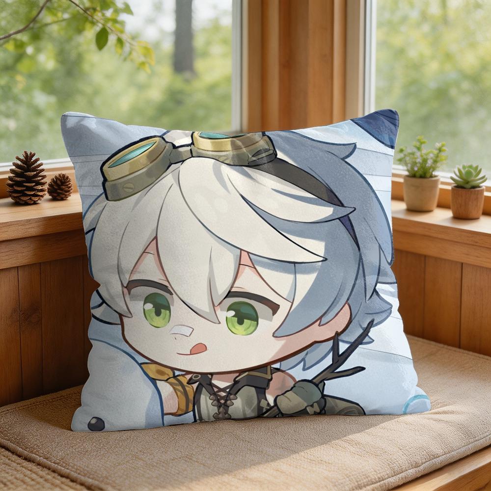 Bennett Cute Genshin Impact Cushion Cover Square Short Plush Pillow Case Living Room Sofa Home Decor Funda X