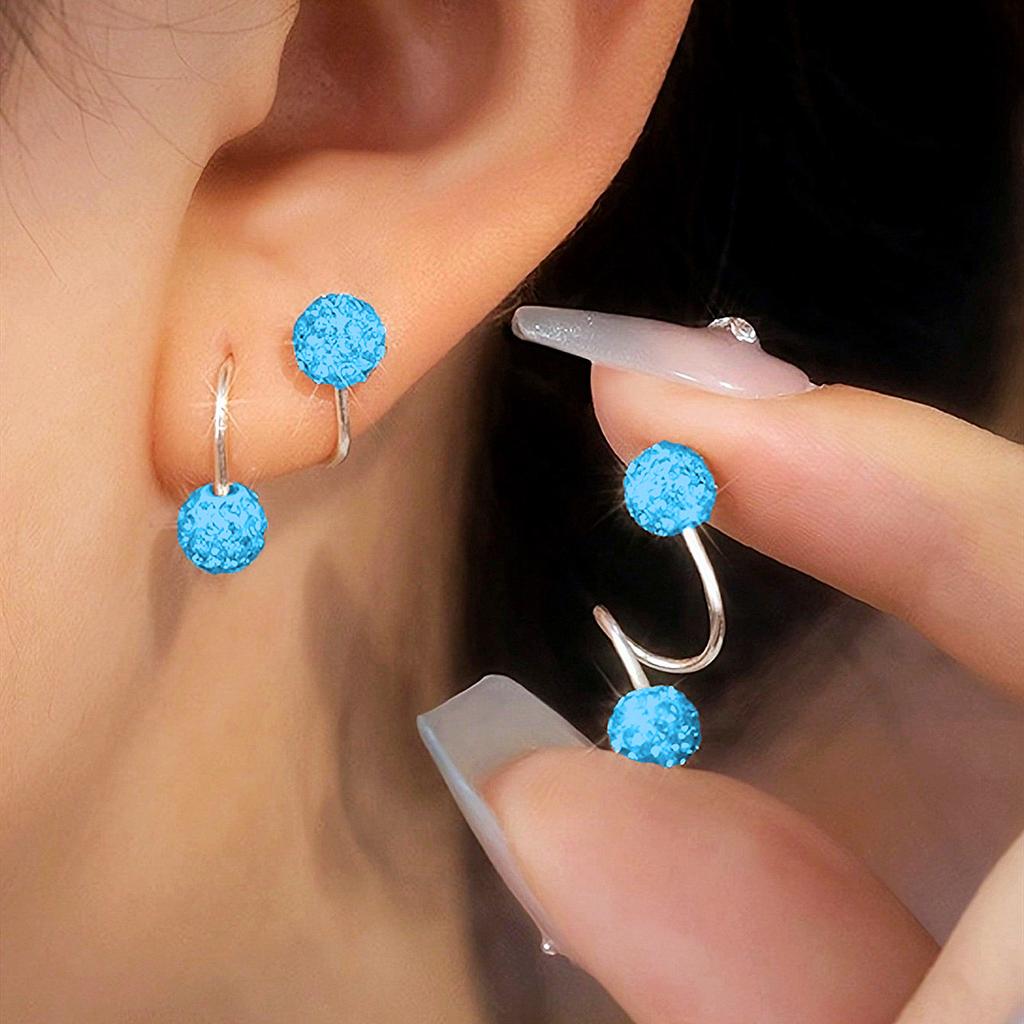 Super flash round bead spring screw stud earrings for women's new design sense niche unique high-end fashion earrings for women