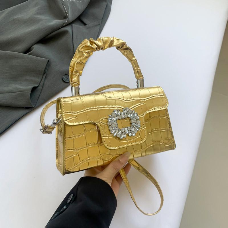 

Stylish Vintage Handheld Small Bag 2024 Trendy Crossbody Bag With Shiny Rhinestones золотой