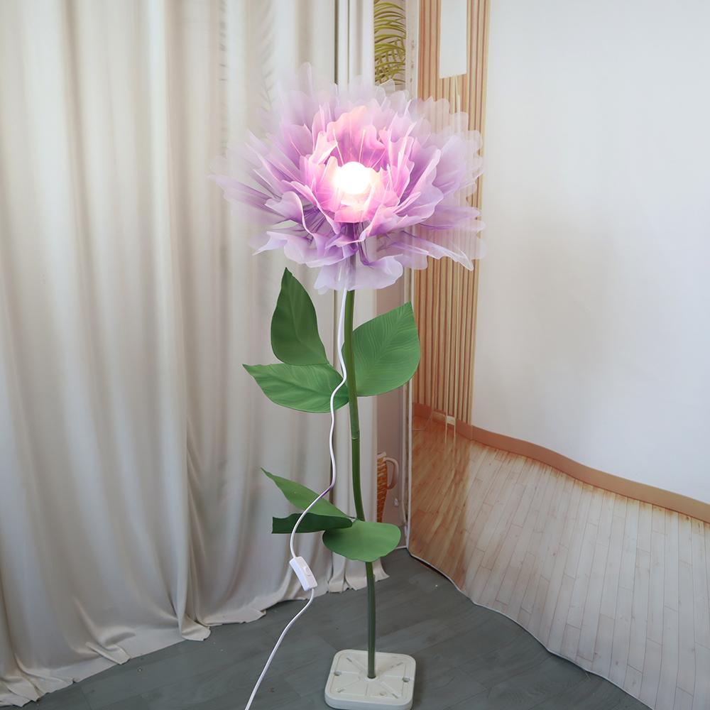 Man-made Large Yarn Flower Set with Lamp Living Room Floor Placement Garden Decoration Outdoor High Quality Artificial Flowers