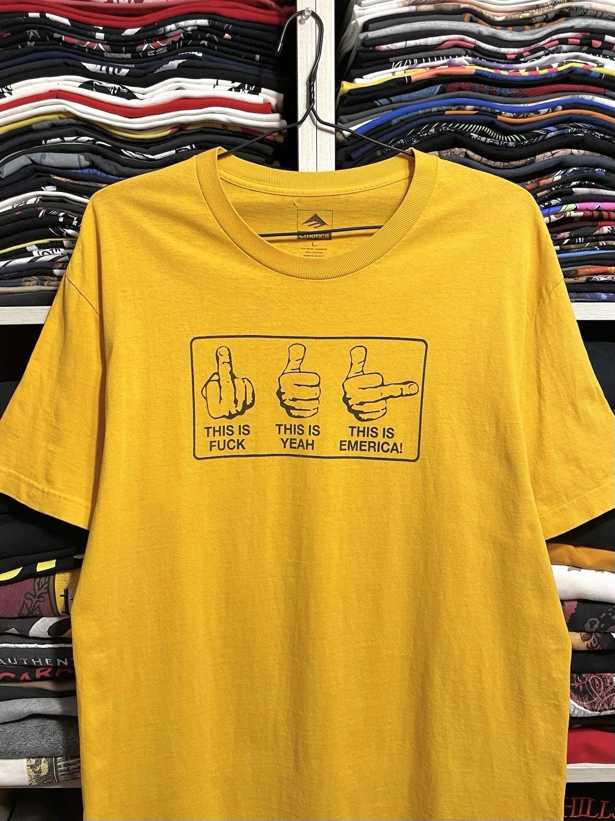 Vintage Y2K F**k You Middle Finger Emerica Hook Ups Porn Star Skateboard T-Shirt M