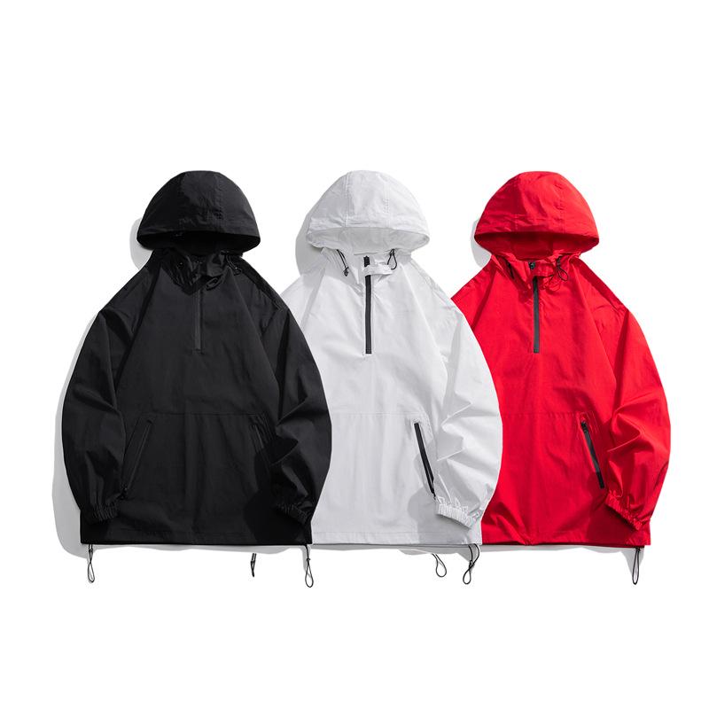 2024 Autumn Men's Fashion Hipster Windbreaker Loose Pullover Jacket