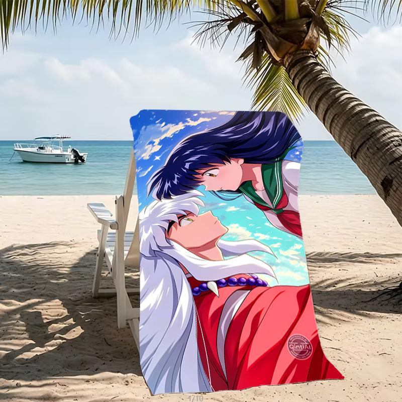 Beach Towel with Inuyasha & Kagome Pattern - soft,absorbent,machine washable Lightweight&Modern,swimming,Travel Essentials