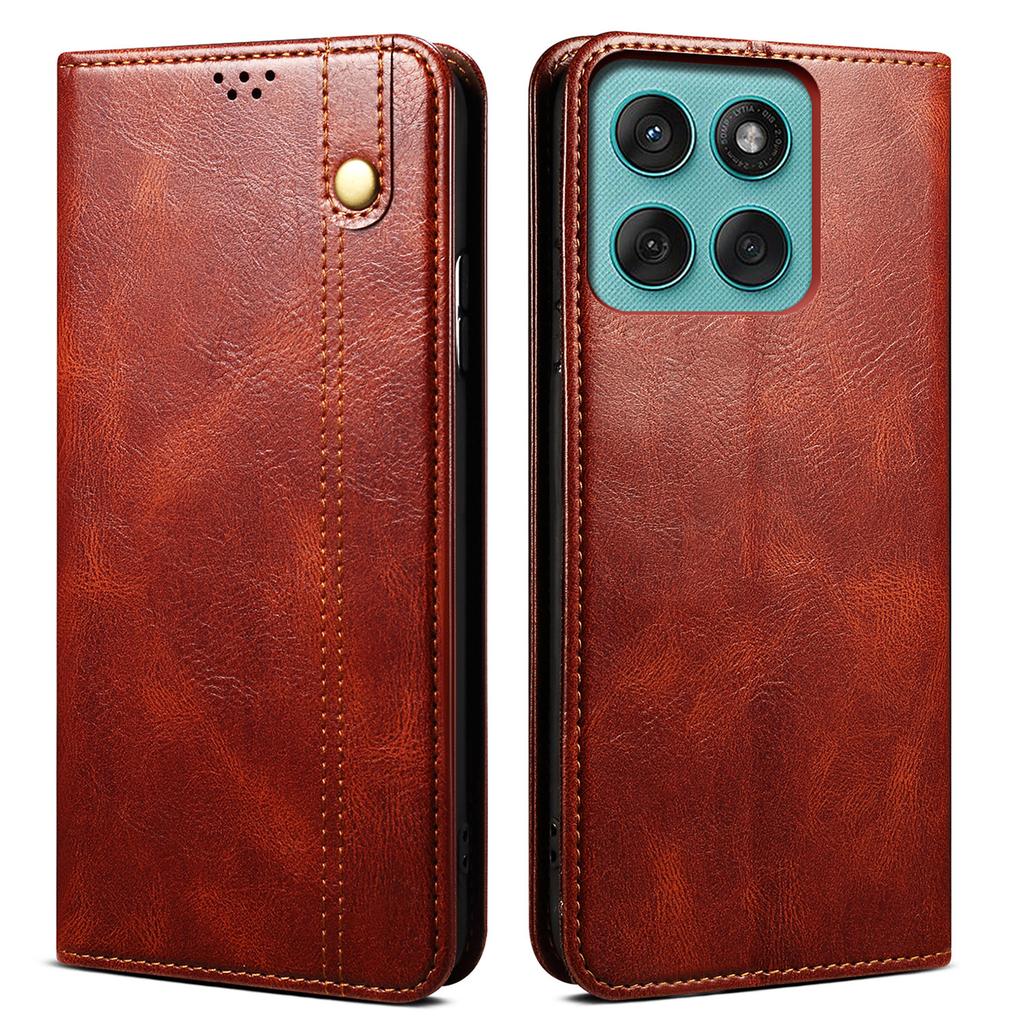 Pro Motorola Edge 60 Pro 5G Pouzdro Textura Crazy Horse Voskovaná Kůže Peněženka Stojánek Kryt na Telefon