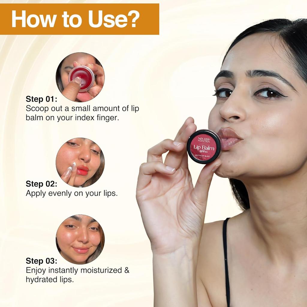 Nourish Mantra Beetroot Blast Lip Balm SPF 12g with Beetroot Extract, Olive Oil, Shea Butter