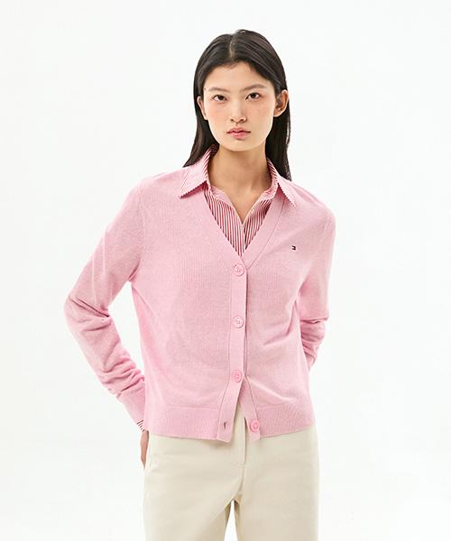 TOMMY HILFIGER Linen Blend V-Neck Cardigan