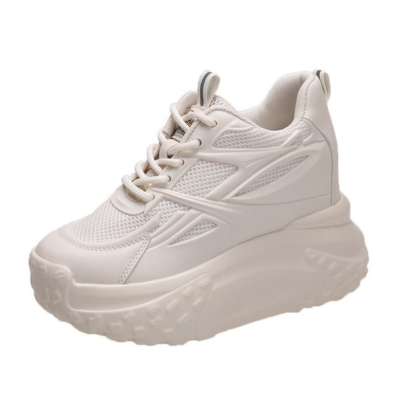 10cm Höherwachsende Damenschuhe Mode Lässig Mesh Schuhe Damen Keilplateau Schuhe Atmungsaktive Hohl Schnürer Tenis
