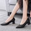 Pumps Women Shoes Shallow Chunky Heeled Pointed Toe Ladies Shoe Platform Soft Leather Slip On Women's Fashion Dress Office 2026