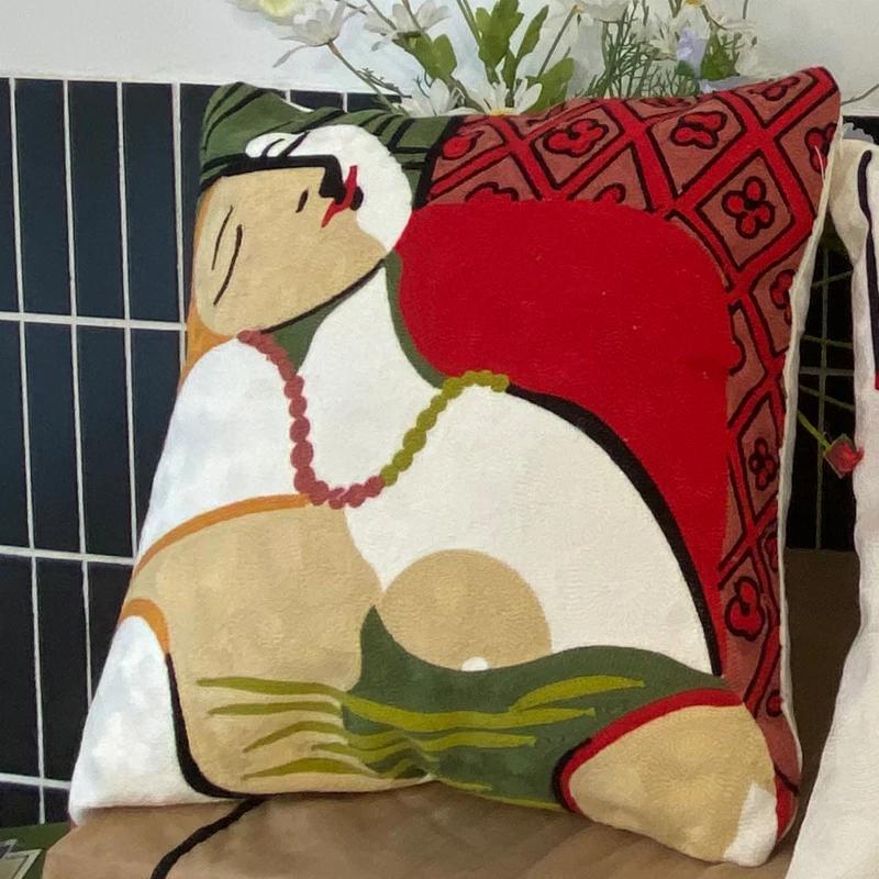 Stickerei Abstrakt Kissenbezug Baumwolle Kissenbezüge Picasso Dekorativ Überwurf Kissenbezüge für Sofa Wohnzimmer Heimdeko
