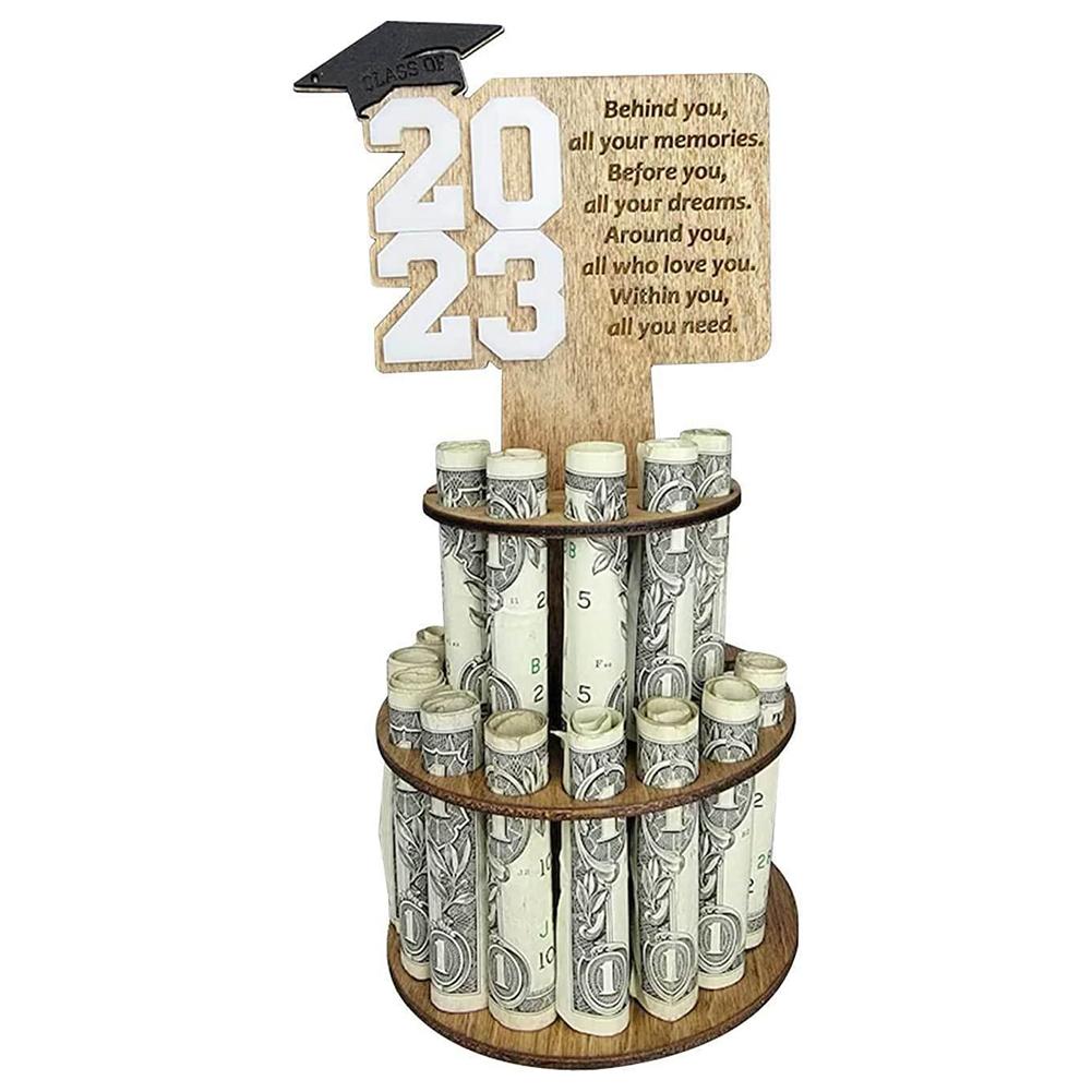 7.87 Inches 2023 Graduation Money Holder Wood Ornament Double-layer Cash Holders Unique Gifts For Graduation White#0