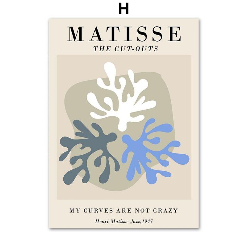 Boho Woman with Leaves Vase Matisse Abstract Art  Nordic Canvas Posters  Prints for Living Room Wall Decor