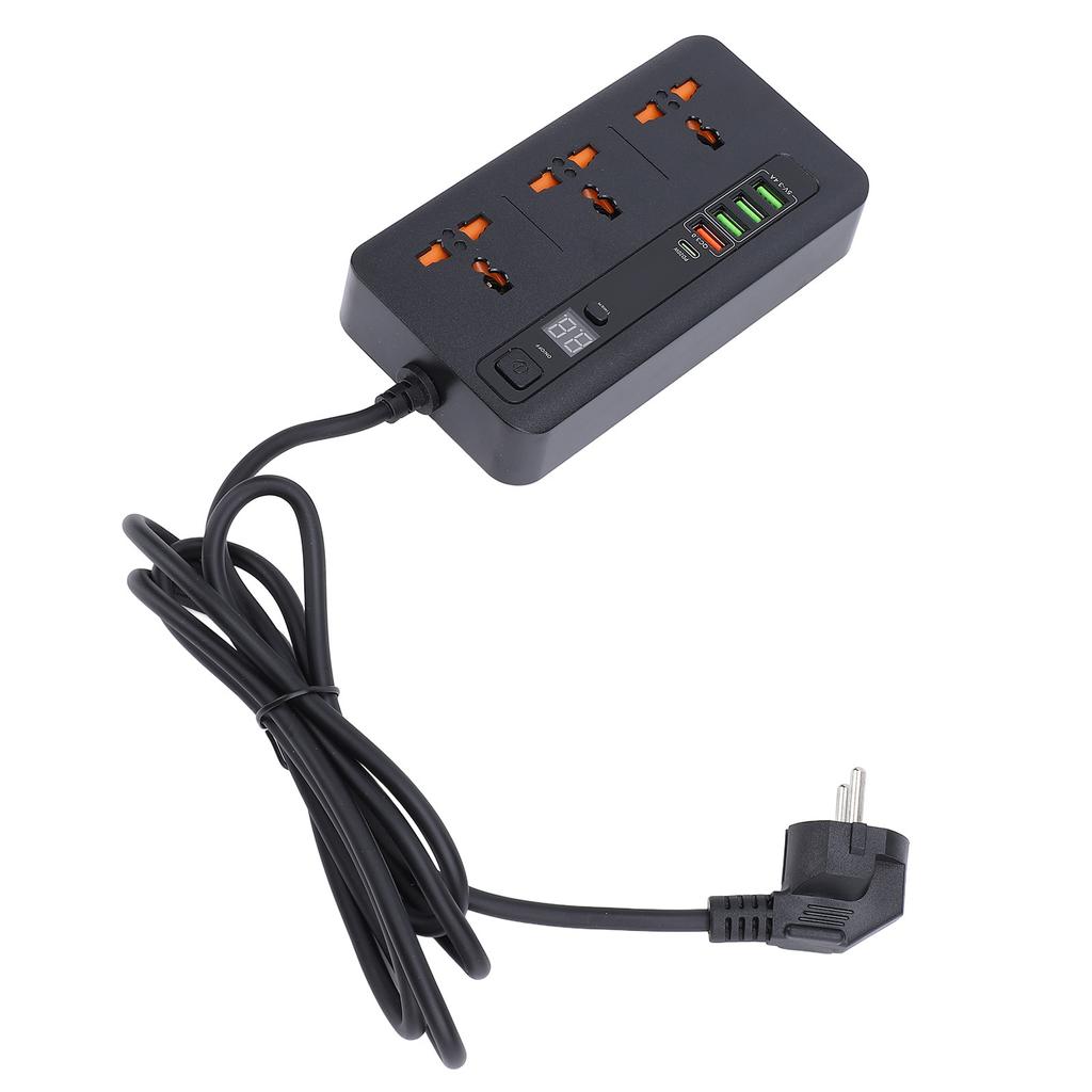 Power Socket Strip 3000W USB Universal PD20W QC3.0 Dual Quick Charging with Digital Display
