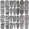 1 Sheet Tribal Temporary Tattoos For Men Adults Full Sleeve Tattoo Sticker Maori Totem Inspirational Words Letter Water Transfer