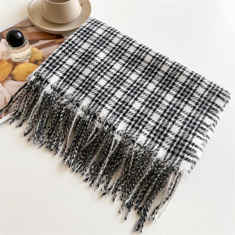 

Зимний женский мужской сетчатый искусственный кашемировый шарф-обертка осень-зима толстый модный теплый шарф-шаль унисекс кисточка хиджабы шарфы 200x66cm