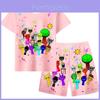 Conjunto de Pijama de Verão com Estampa Sprunki Para Meninos Meninas Algodão Casual Desenho Animado Roupa de Casa Duas Peças Para Crianças